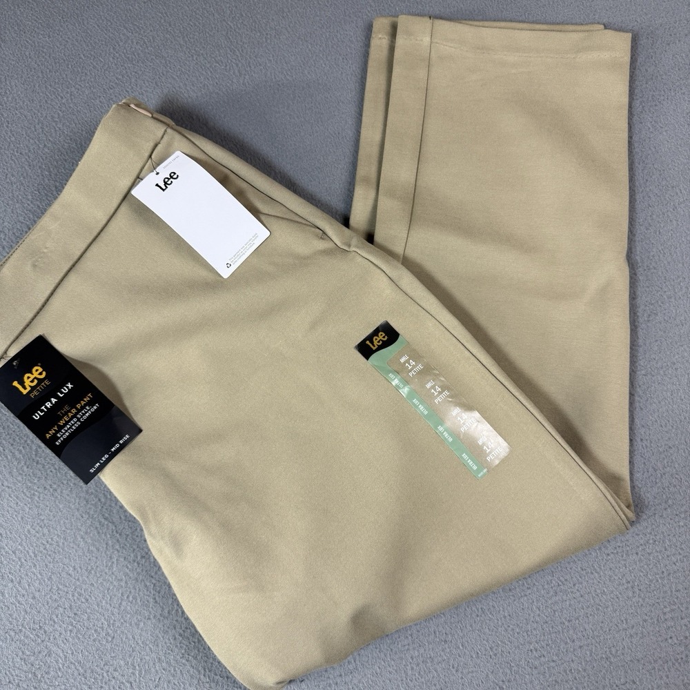 Lee Womens Dress Ankle Pants‎ 14 Petite Ultra Lux Slim Leg Mid Rise Stretch